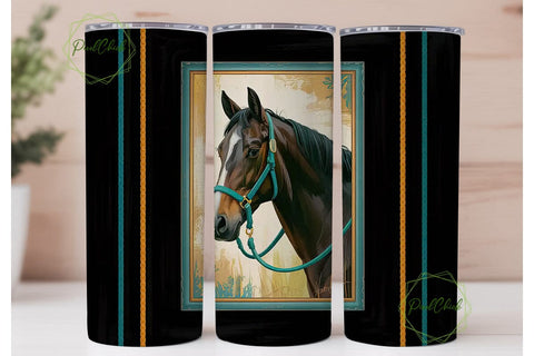 Turquoise Horse 20oz Tumbler Wrap Sublimation PixelChick 