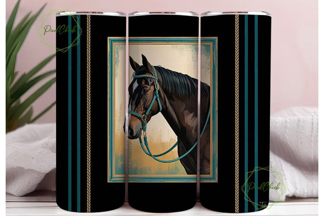 Turquoise Horse 20oz Tumbler Wrap Sublimation PixelChick 