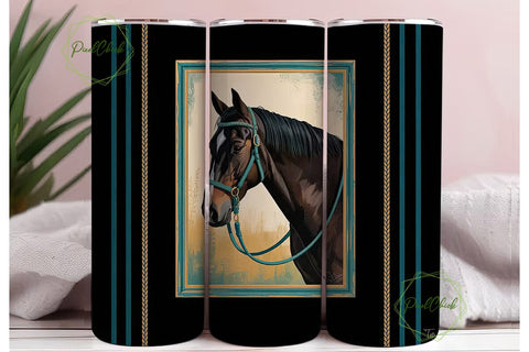 Turquoise Horse 20oz Tumbler Wrap Sublimation PixelChick 