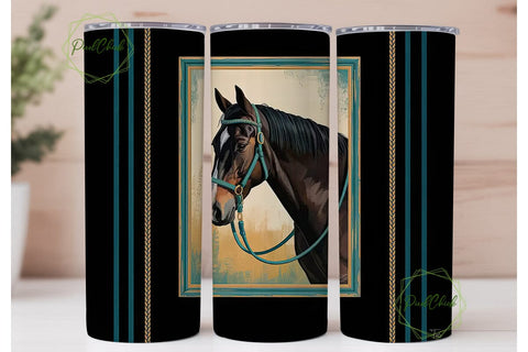 Turquoise Horse 20oz Tumbler Wrap Sublimation PixelChick 