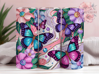Turquoise Lavender Butterfly 20oz Tumbler Wrap, Turquoise Wings, Lavender Accents, Purple Patterns, Pink Details, Leopard Spots, Sublimation PNG Sublimation Li Zamperini 