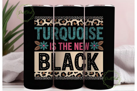 Turquoise & Leopard 20oz Tumbler Wrap Sublimation PixelChick 