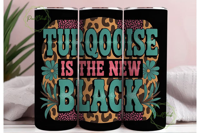 Turquoise & Leopard 20oz Tumbler Wrap Sublimation PixelChick 