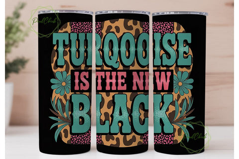 Turquoise & Leopard 20oz Tumbler Wrap Sublimation PixelChick 