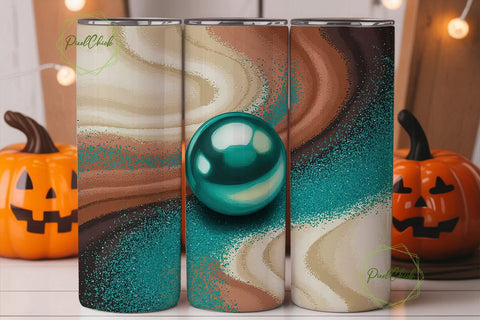 Turquoise Leopard Glitter 20oz Tumbler Sublimation PixelChick 