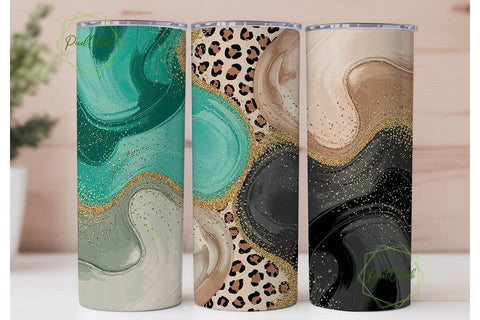 Turquoise Leopard Glitter 20oz Tumbler Sublimation PixelChick 