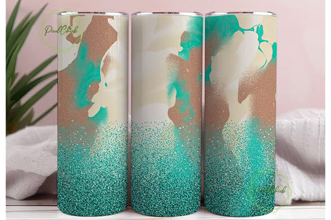 Turquoise Leopard Glitter 20oz Tumbler Sublimation PixelChick 