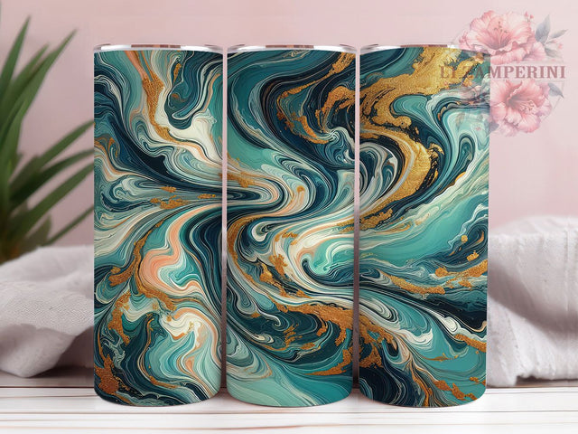 Turquoise Marble 20oz Aqua Swirl Tumbler Wrap, Elegant Stone Design, Aqua Swirl Tumbler, Luxury Marble Sublimation, Seamless Gemstone Wrap, Blue Marble Pattern Sublimation Li Zamperini 