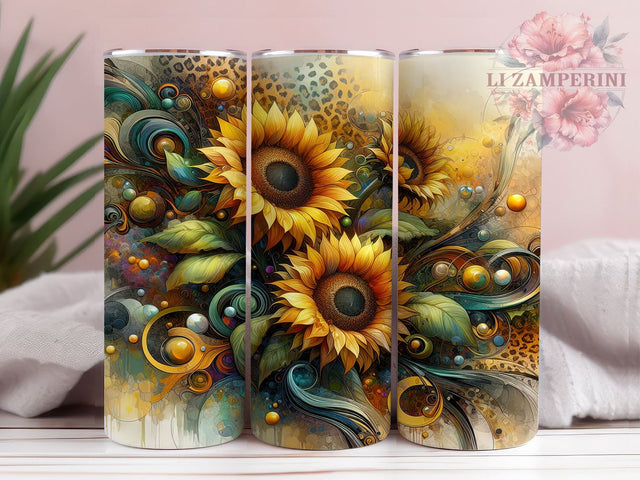 Turquoise Sunflower Western Tumbler Wrap, 20oz Sublimation Design, Floral Western Tumbler, Country Style Drinkware, Rustic Sunflower Art, Boho Tumbler Design Sublimation Li Zamperini 