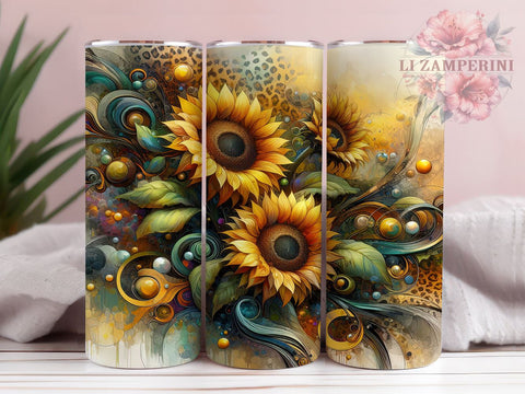 Turquoise Sunflower Western Tumbler Wrap, 20oz Sublimation Design, Floral Western Tumbler, Country Style Drinkware, Rustic Sunflower Art, Boho Tumbler Design Sublimation Li Zamperini 