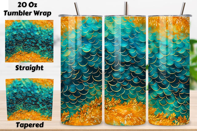 Turquoise Wave Elegance Tumbler Wrap | Sublimation PNG Sublimation FloridPrintables 