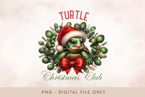 Turtle Christmas Club PNG - Cute Pet Holiday Design Sublimation BijouBay 