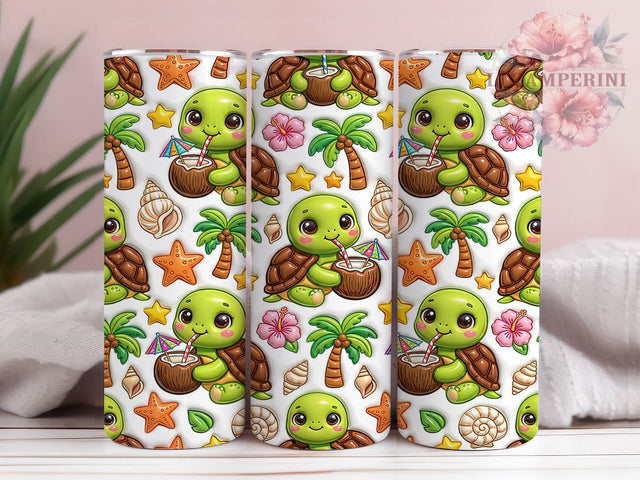 Turtle Coconut Drink 20oz Tumbler, Turtle Coconut, Coconut Drink, Turtle Tumbler, Coconut Tumbler, 20oz Tumbler, Tropical Tumbler, Tumbler Wrap Sublimation Li Zamperini 