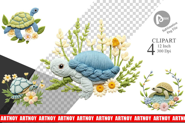 Turtle Embroidery Clipart Sublimation artnoy 