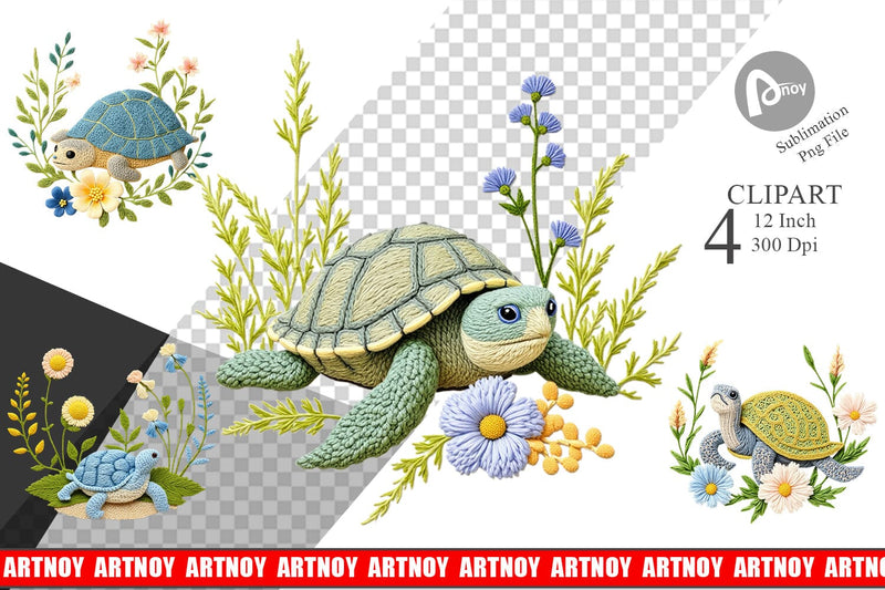 Turtle Embroidery Clipart Sublimation artnoy 