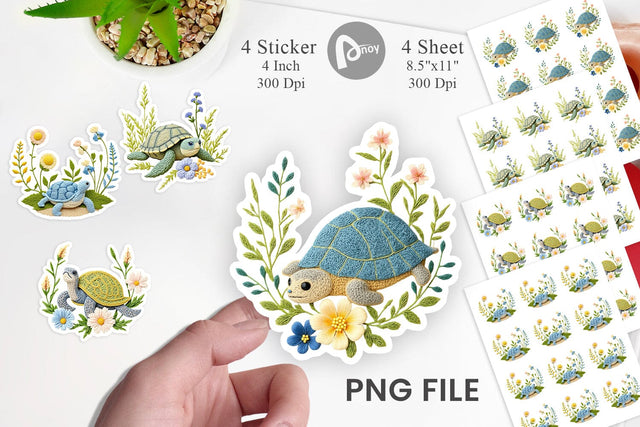 Turtle Embroidery Sticker Sublimation artnoy 
