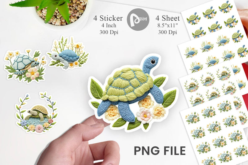 Turtle Embroidery Sticker Sublimation artnoy 