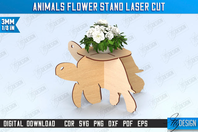 Turtle Flower Stand | Garden Design | Home Decor | Flower Holder | CNC File SVG Fly Design 