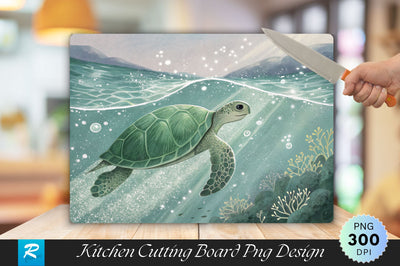 Turtle Gliding Through Sparkling Water Cutting Board PNG Design Sublimation Regulrcrative 