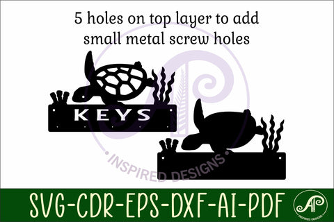 Turtle Key holder Ocean designs for wood and metal SVG APInspireddesigns 