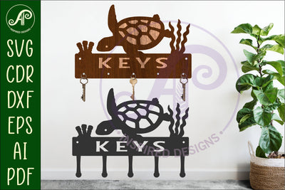 Turtle Key holder Ocean designs for wood and metal SVG APInspireddesigns 