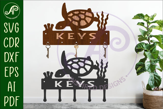 Turtle Key holder Ocean designs for wood and metal SVG APInspireddesigns 