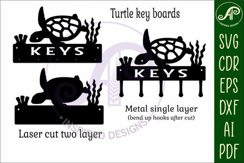 Turtle Key holder Ocean designs for wood and metal SVG APInspireddesigns 