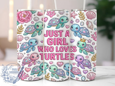 Turtle Lover Girl 20oz Tumbler, Turtle Lover, Turtle Girl, Turtle Tumbler, 20oz Tumbler, Cute Turtle, Sea Turtle, Tumbler Wrap Sublimation ToriDesigns 