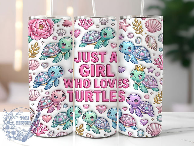 Turtle Lover Girl 20oz Tumbler, Turtle Lover, Turtle Girl, Turtle Tumbler, 20oz Tumbler, Cute Turtle, Sea Turtle, Tumbler Wrap Sublimation ToriDesigns 