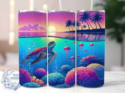 Turtle Lover Sea 20oz Tumbler Wrap, Sea Turtle Wrap, Sublimation Wrap, 20oz Tumbler Design, Ocean Gift, PNG Tumbler Wrap, Animal Theme Sublimation ToriDesigns 