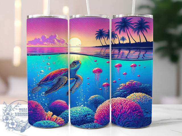 Turtle Lover Sea 20oz Tumbler Wrap, Sea Turtle Wrap, Sublimation Wrap, 20oz Tumbler Design, Ocean Gift, PNG Tumbler Wrap, Animal Theme Sublimation ToriDesigns 