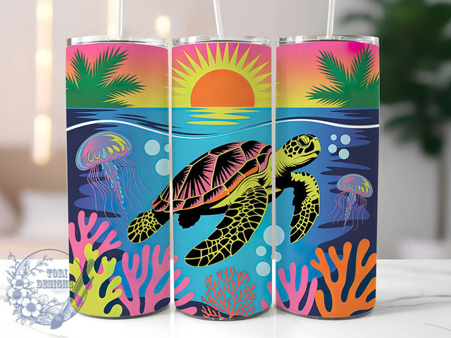 Turtle Lover Sea 20oz Tumbler Wrap, Sea Turtle Wrap, Sublimation Wrap, 20oz Tumbler Design, Ocean Gift, PNG Tumbler Wrap, Animal Theme Sublimation ToriDesigns 