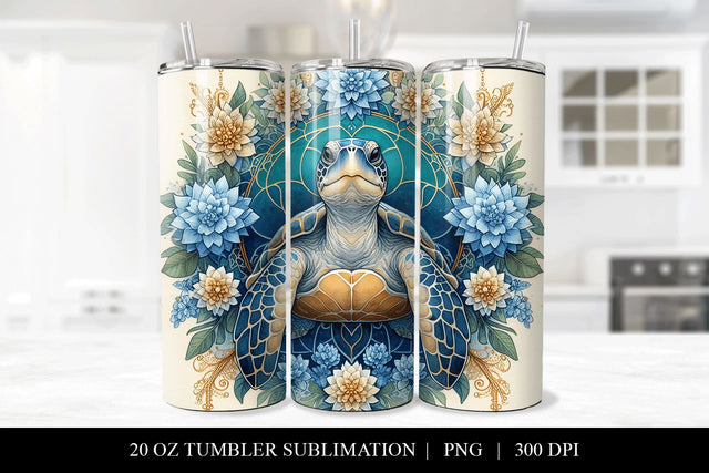 Turtle Mandala 20oz Tumbler Sublimation Design Sublimation BijouBay 