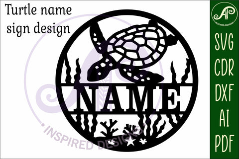 Turtle name wall art sign, SVG file SVG APInspireddesigns 