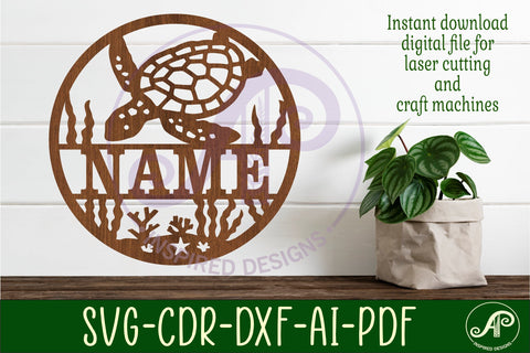 Turtle name wall art sign, SVG file SVG APInspireddesigns 
