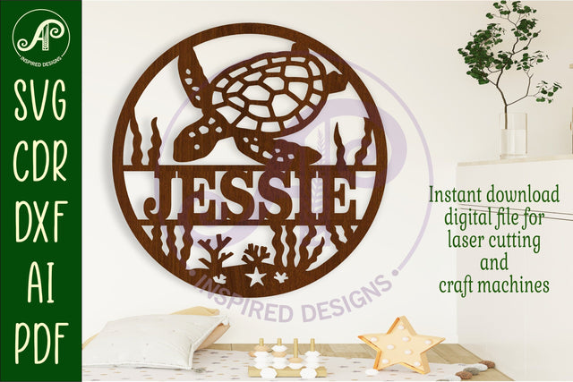 Turtle name wall art sign, SVG file SVG APInspireddesigns 