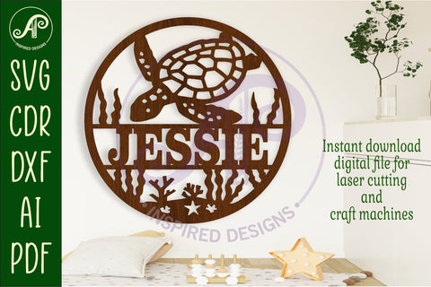Turtle name wall art sign, SVG file SVG APInspireddesigns 