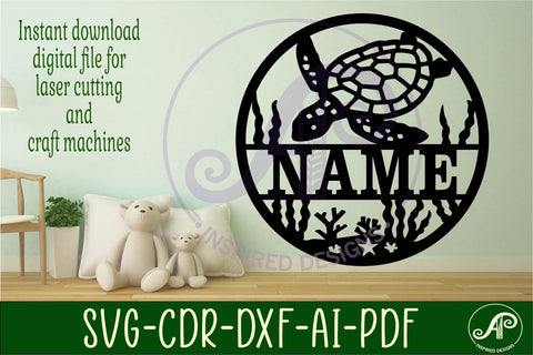 Turtle name wall art sign, SVG file SVG APInspireddesigns 