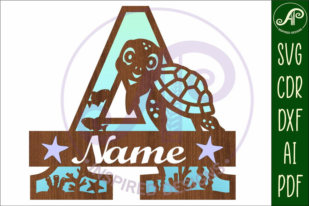 Turtle ocean Capital Monogram Letter A SVG - So Fontsy