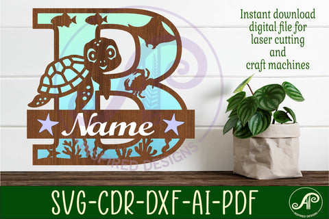 Turtle ocean Capital Monogram letter B SVG SVG APInspireddesigns 