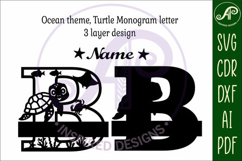Turtle ocean Capital Monogram letter B SVG SVG APInspireddesigns 
