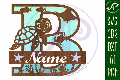 Turtle ocean Capital Monogram letter B SVG SVG APInspireddesigns 