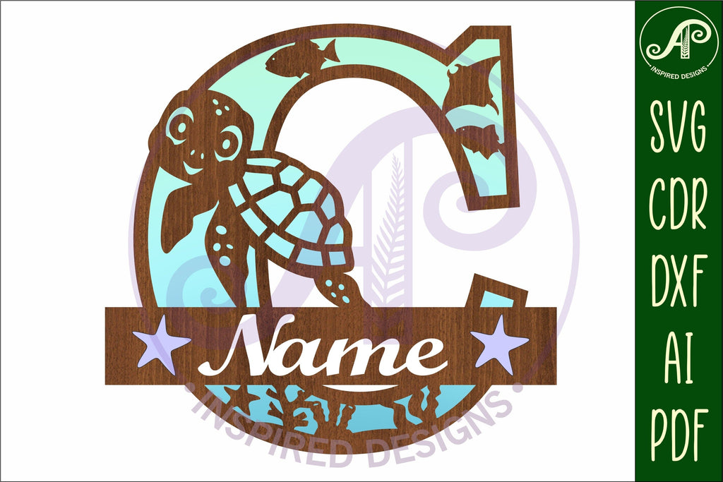 Turtle ocean Capital Monogram letter C SVG - So Fontsy