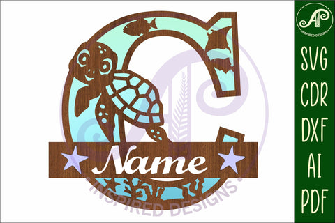 Turtle ocean Capital Monogram letter C SVG SVG APInspireddesigns 