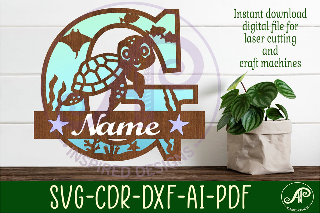 Turtle ocean Capital Monogram letter G SVG - So Fontsy