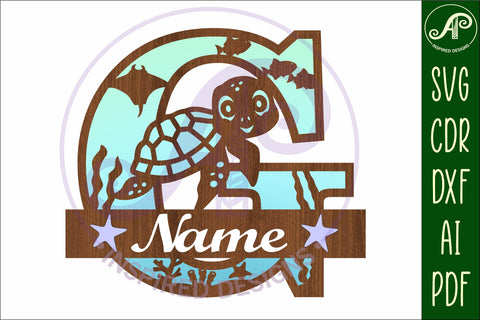 Turtle ocean Capital Monogram letter G SVG SVG APInspireddesigns 