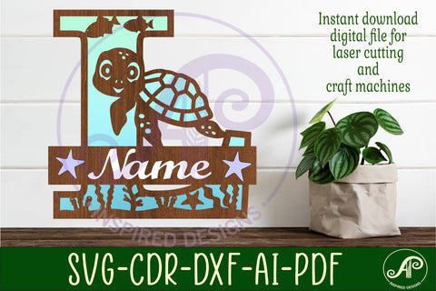 Turtle ocean Capital Monogram letter L SVG SVG APInspireddesigns 