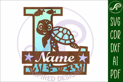 Turtle ocean Capital Monogram letter L SVG SVG APInspireddesigns 