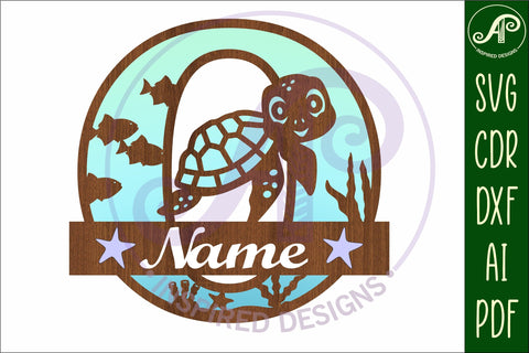 Turtle ocean Capital Monogram letter O SVG SVG APInspireddesigns 