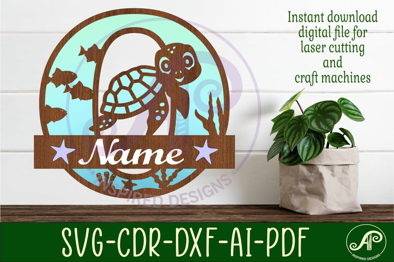 Turtle Initial Monogram Turtle ocean Capital Monogram letter O SVG - So Fontsy